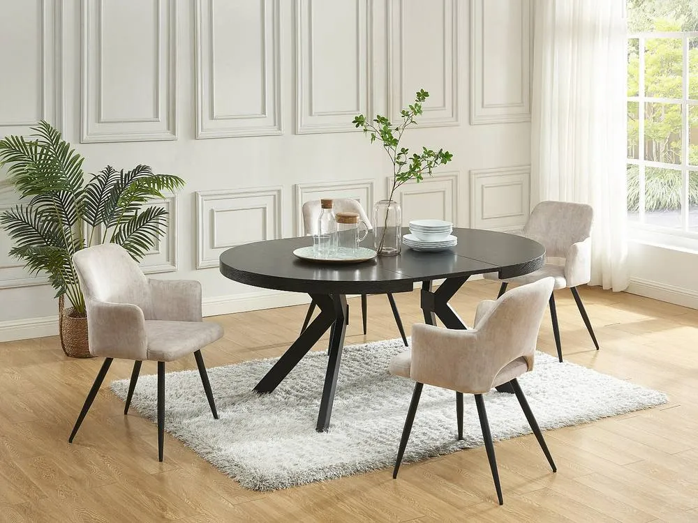Vente-unique 4 - 8 Seater Extendable Dining Table - MDF & Steel - Black - KOMONI 4