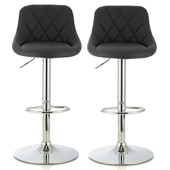 Trezzo Modern Bar Stool In Black Faux Leather In A Pair