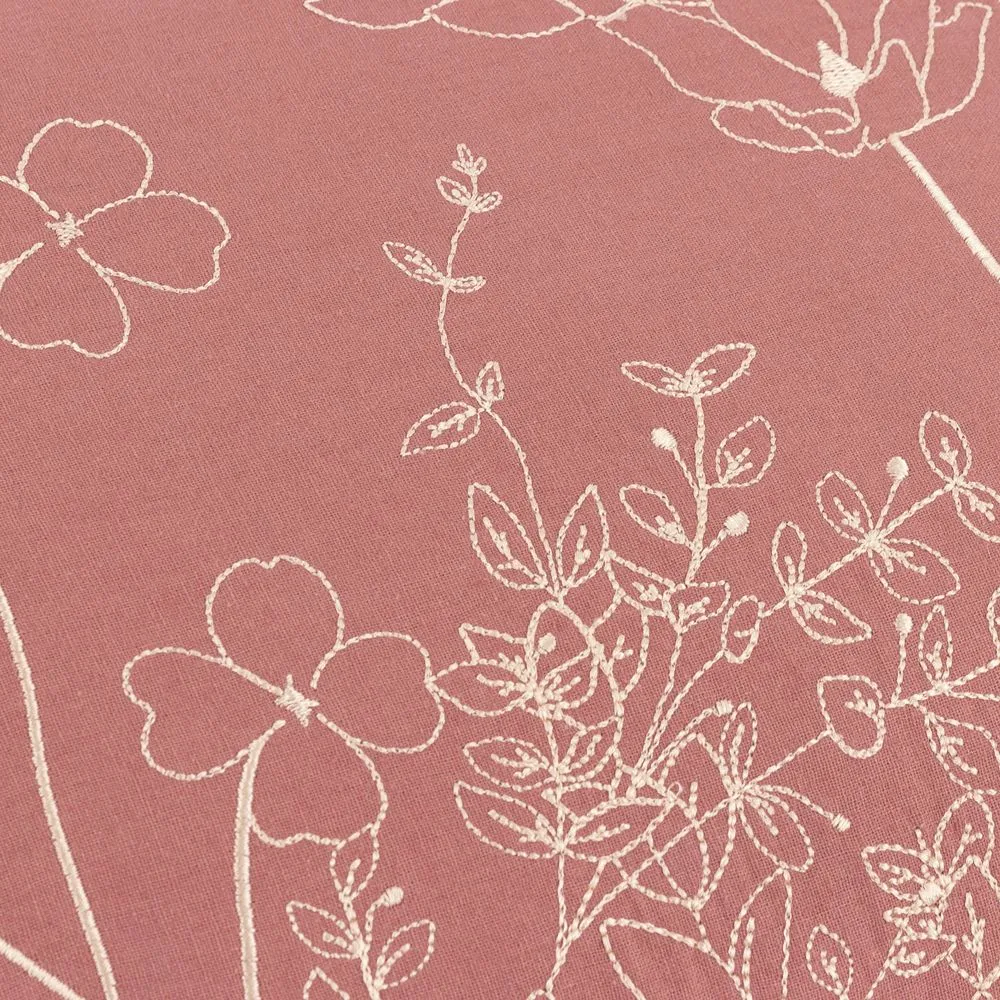 Wylder Mae Embroidered 100% Cotton Cushion in Pink 6
