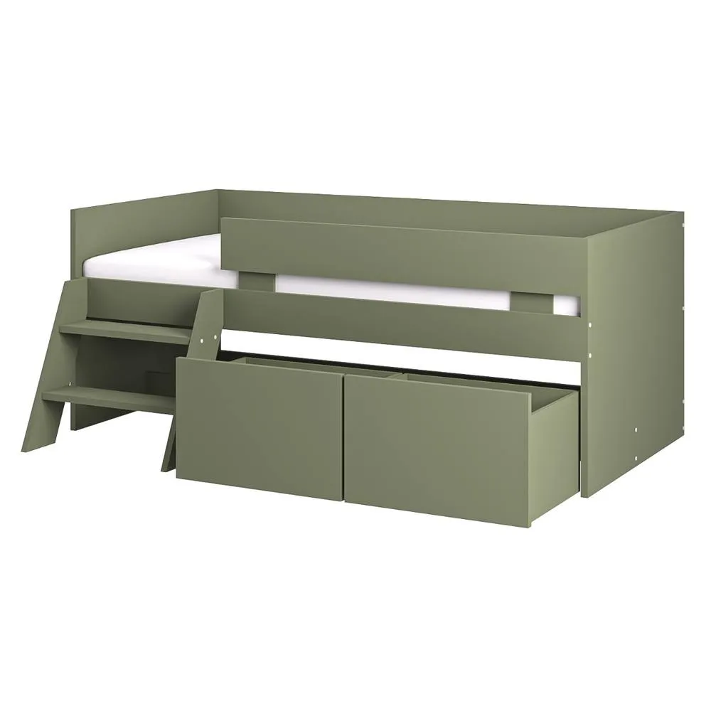 Flair Logan Single Storage Low Sleeper Bed in Green 4