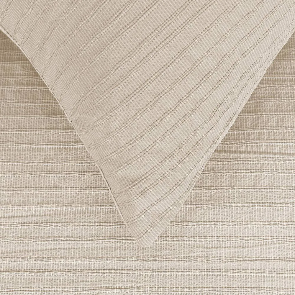 Smart Living Luxury Super Soft Stripe Dobby Duvet Set & Pillowcases in Natural 6