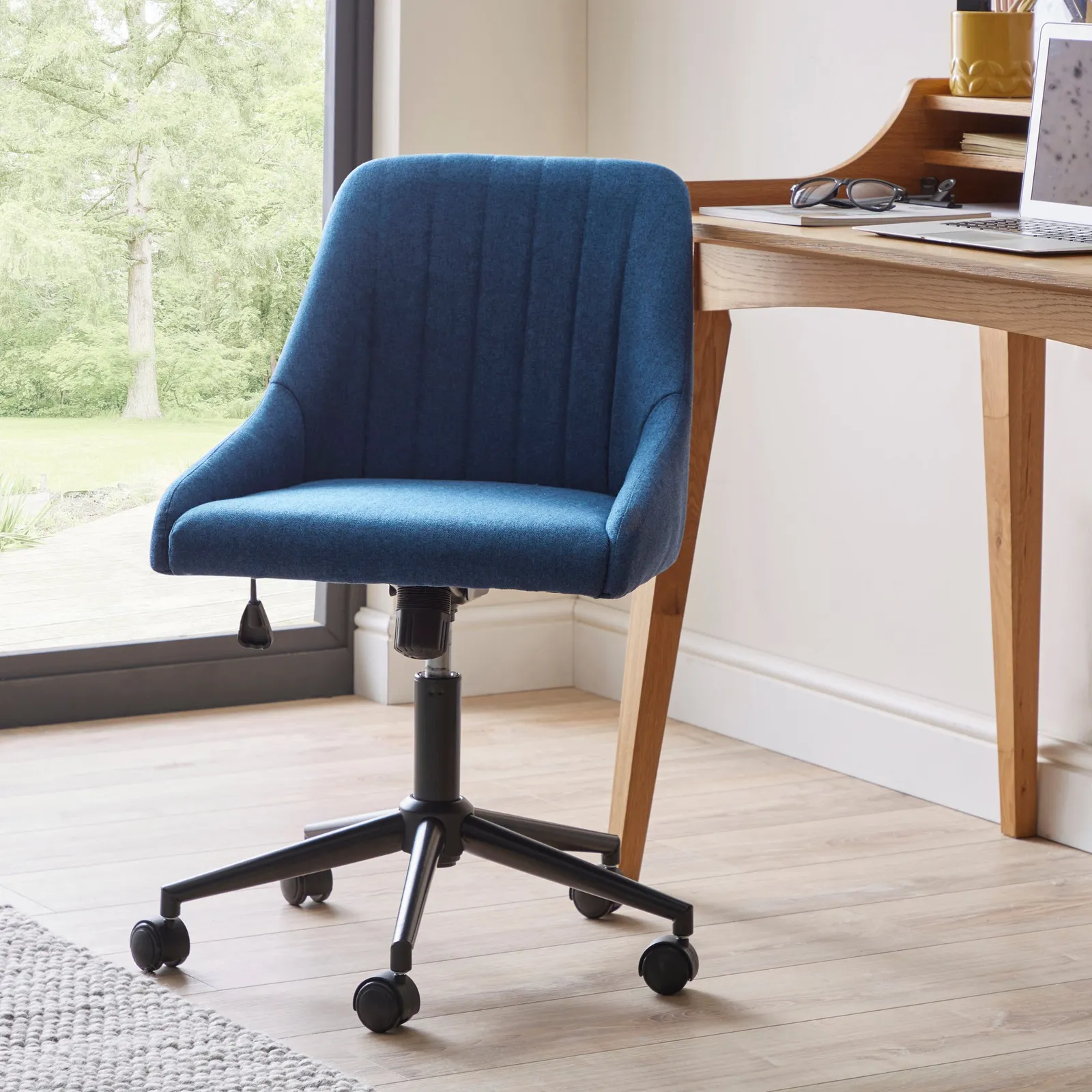 Kenton Herringbone Office Chair Navy Blue