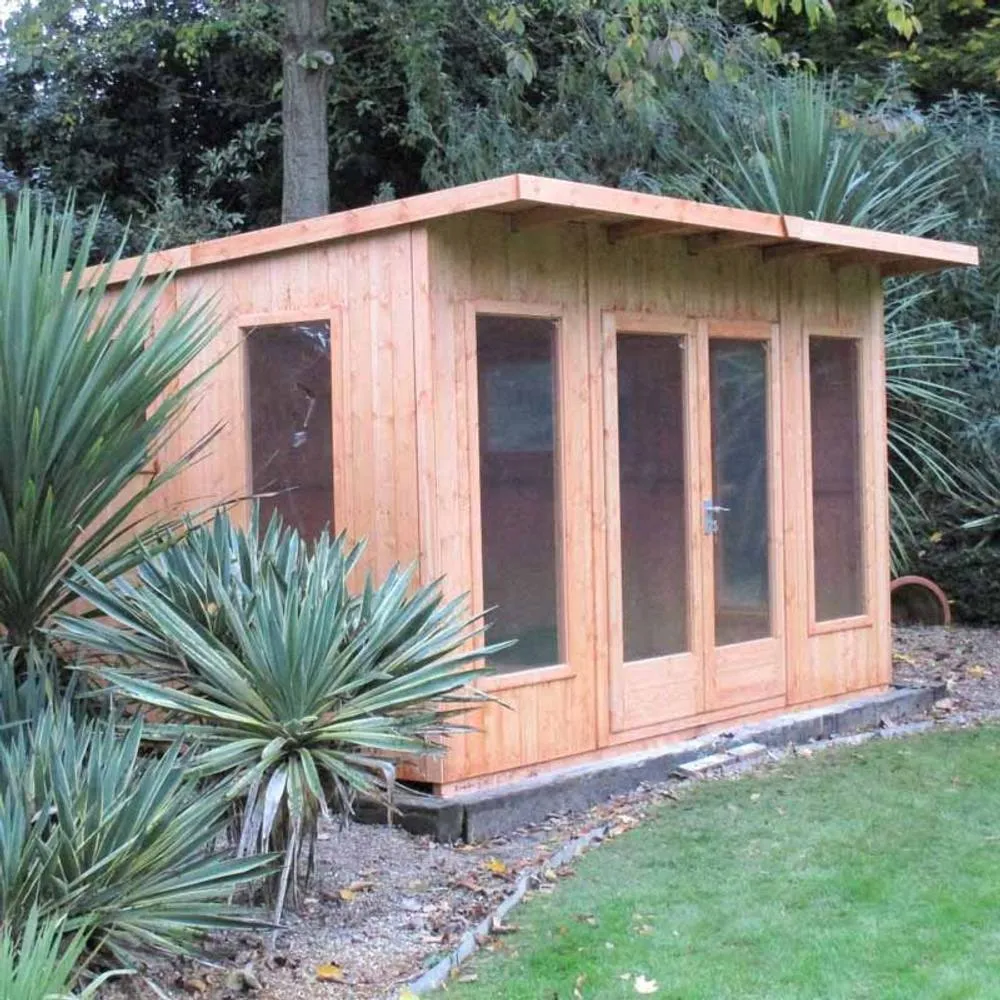 Shires Miami 12x10 ft Double Door & Two Opening Windows Summerhouse in Brown 2