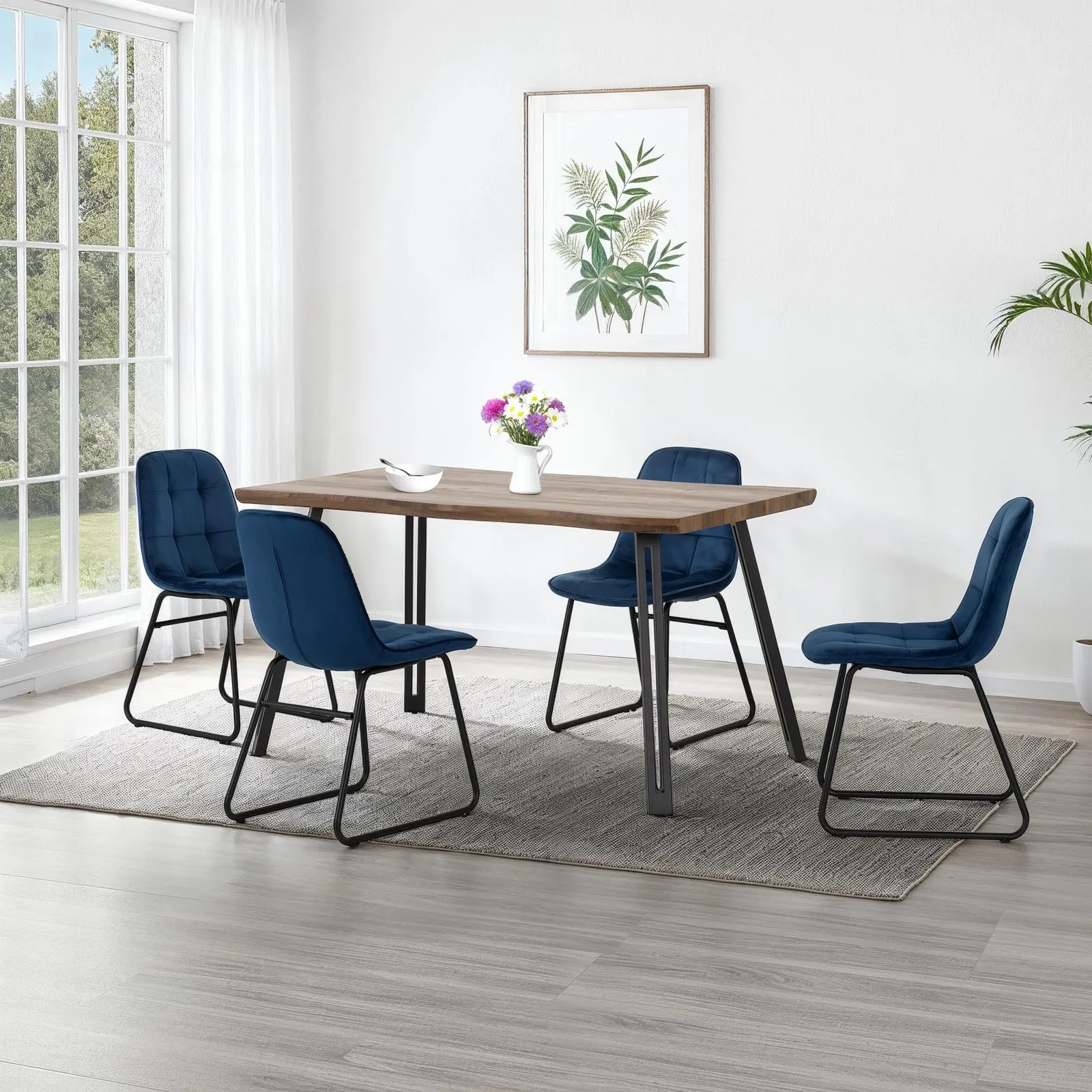 Seconique Quebec Wave Edge Dining Set with Lukas Chairs in Blue 1