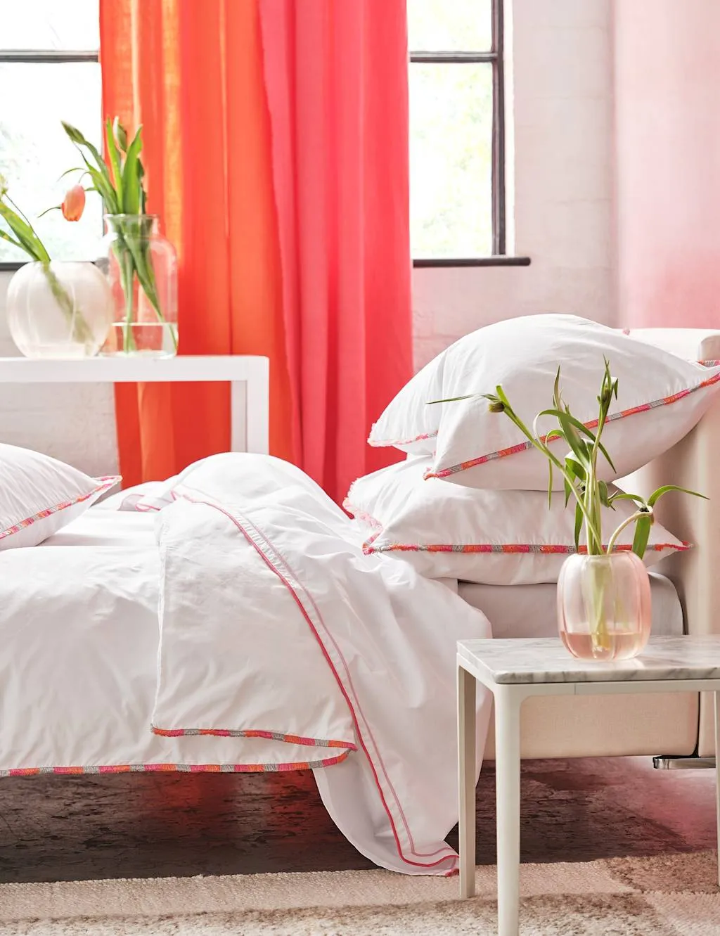 Designers Guild Pure Cotton Percale Burlington Bedding Set Fuchsia Mix