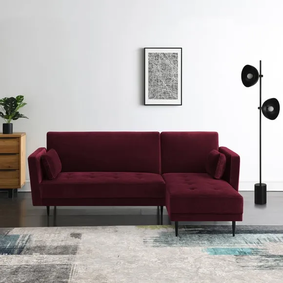 Selassi Velvet 3 Seater Corner Sofa Bed 1