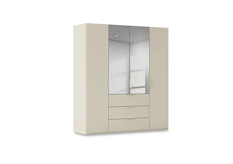 Haven 201cm 4 Door Combi Décor Wardrobe with 2 Décor Doors and 2 Mirror Doors