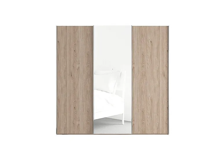 Oxford 3 Door Sliding 225 cm Wardrobe With Central Mirror with Mirror - Holm Oak