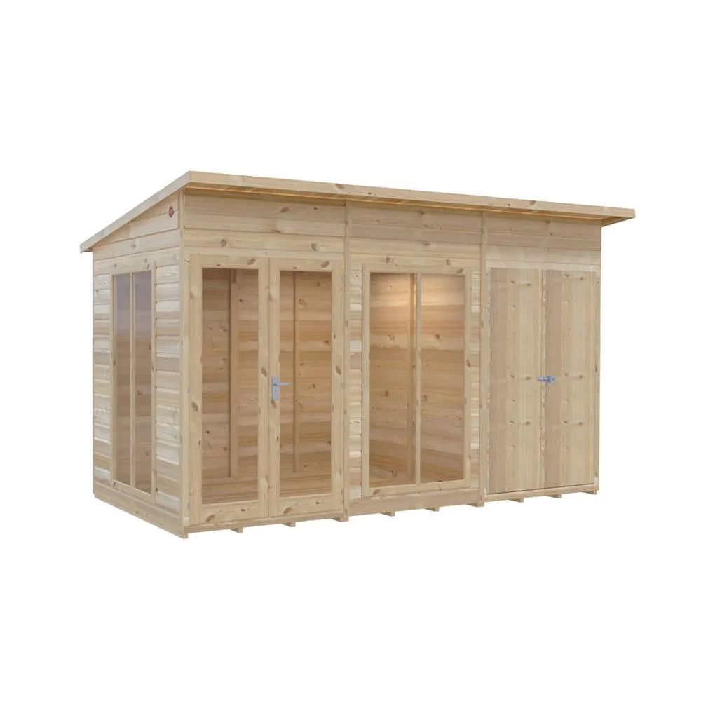 Shires Lela 12x6 Summerhouse including Storage - L185.8 x W357 x H228.4 cm in Light Brown 5