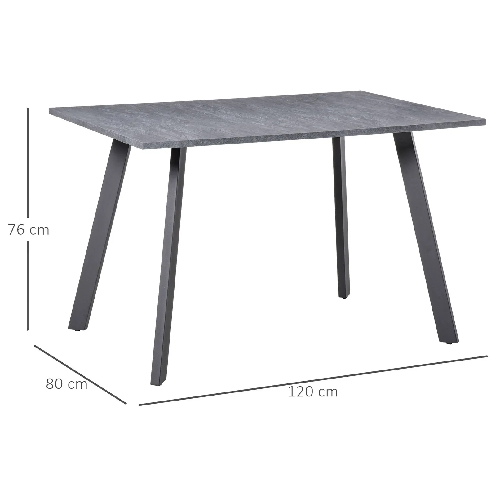 HOMCOM Modern Rectangular Dining Table Indoor Metal Legs Spacious Tabletop in Grey 3
