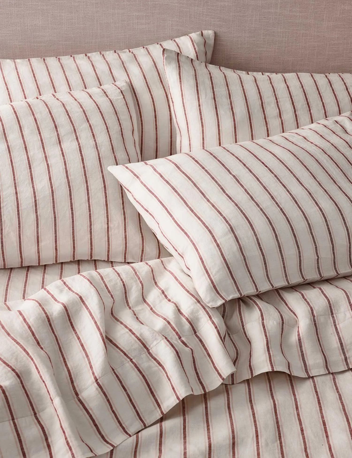 Piglet In Bed 2 Pack Pure Linen Walderton Stripe Pillowcases Natural