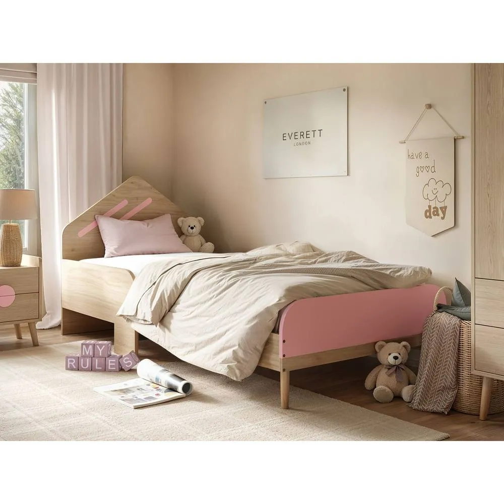 Flair Noah Single Bed Oak in Pink 1