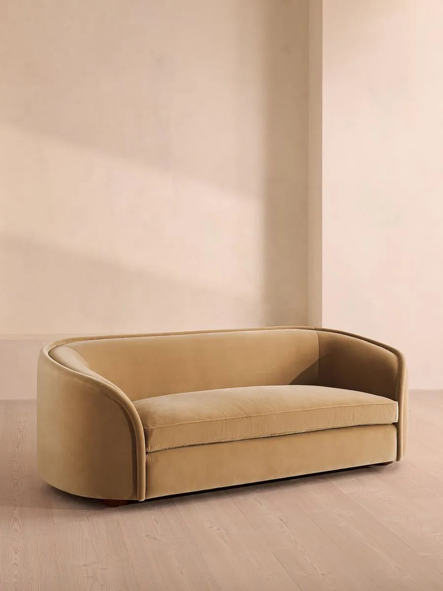 Conall Three Seater Sofa, Velvet, Camel