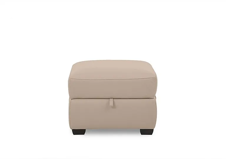 Chill Leather Storage Footstool - BV Pebble