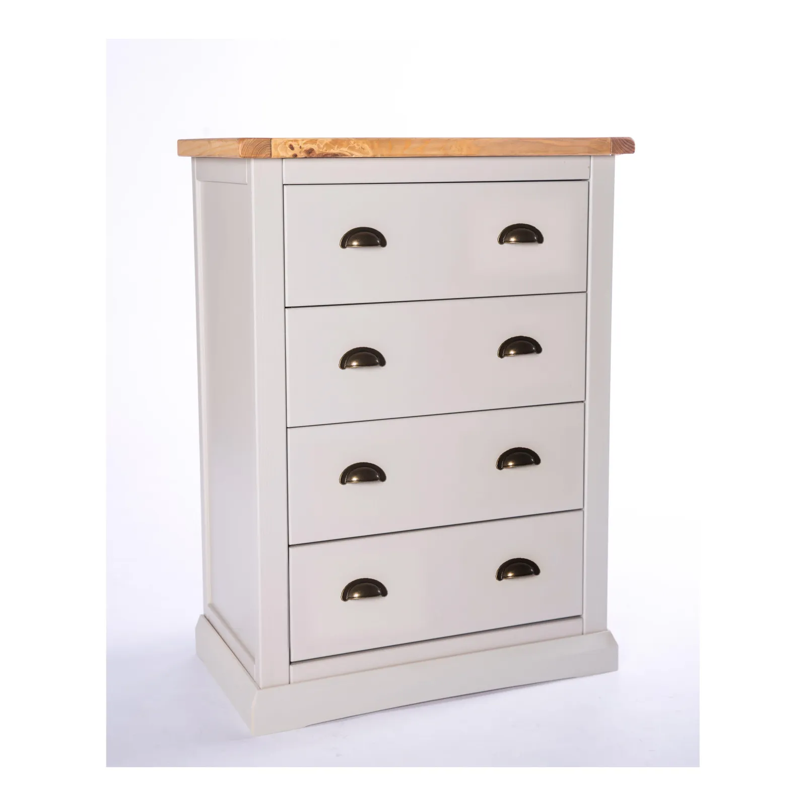Cabinet Bits Loreo 4 Drawer Chest of Drawers Brass Cup Handle in Light Grey 2