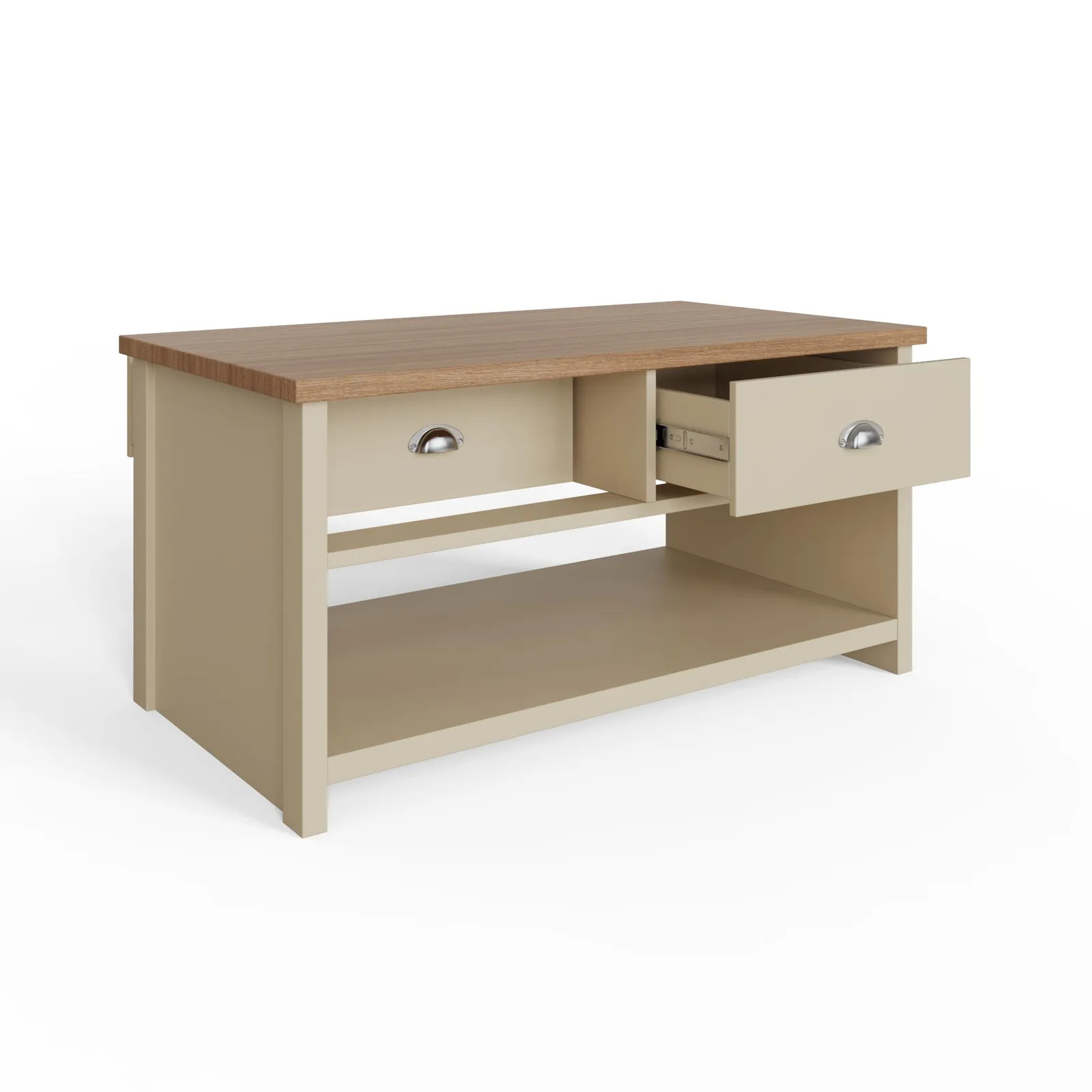 GFW Lancaster 2 Drawer Coffee Table in Cream 3