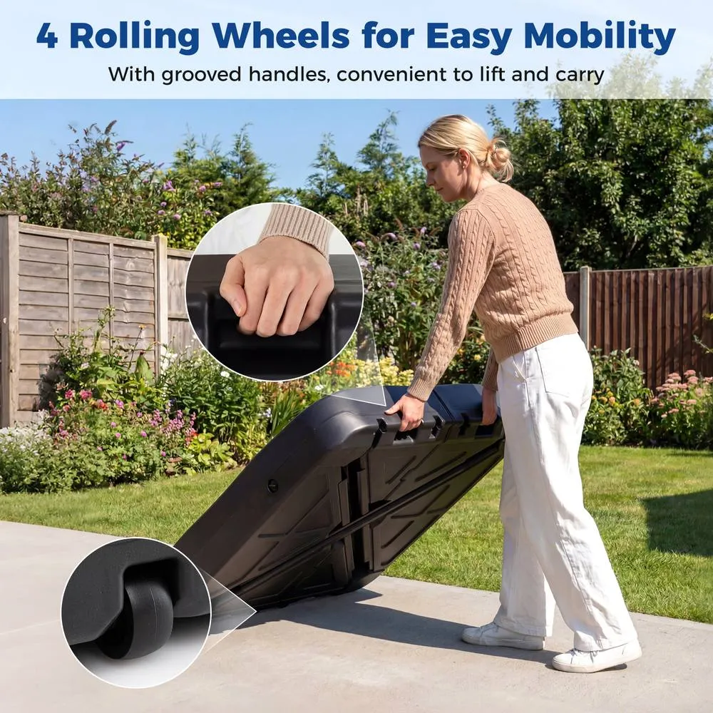 Costway 210KG Cantilever Umbrella Base Water Sand Fillable Umbrella Stand in Black 6