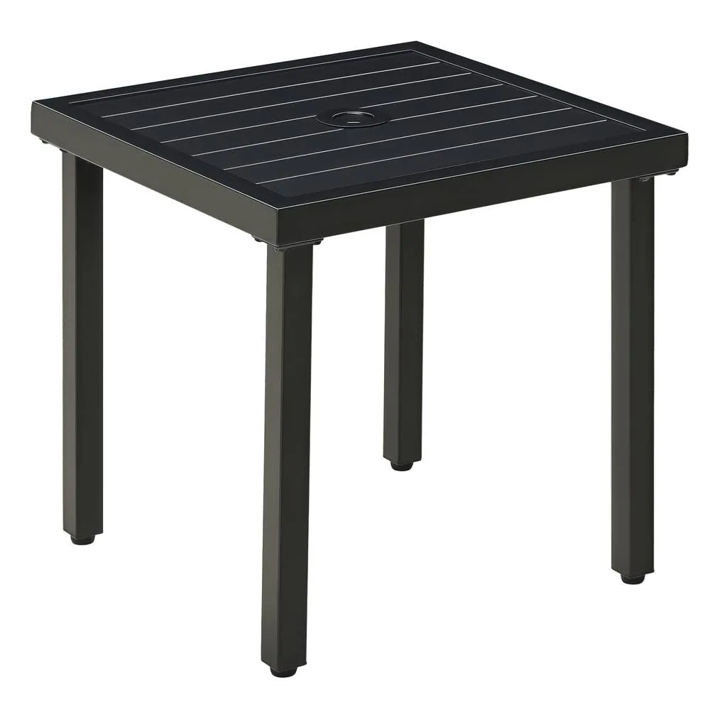 OUTSUNNY Garden Side Table Coffee Table with Umbrella Hole for Patio Balcony in Black 2