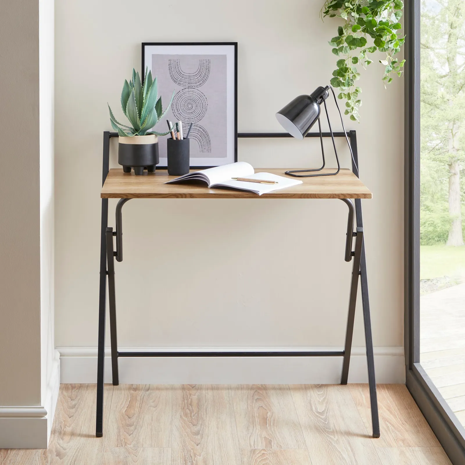 Evelyn Oak Effect Folding Desk Light Oak