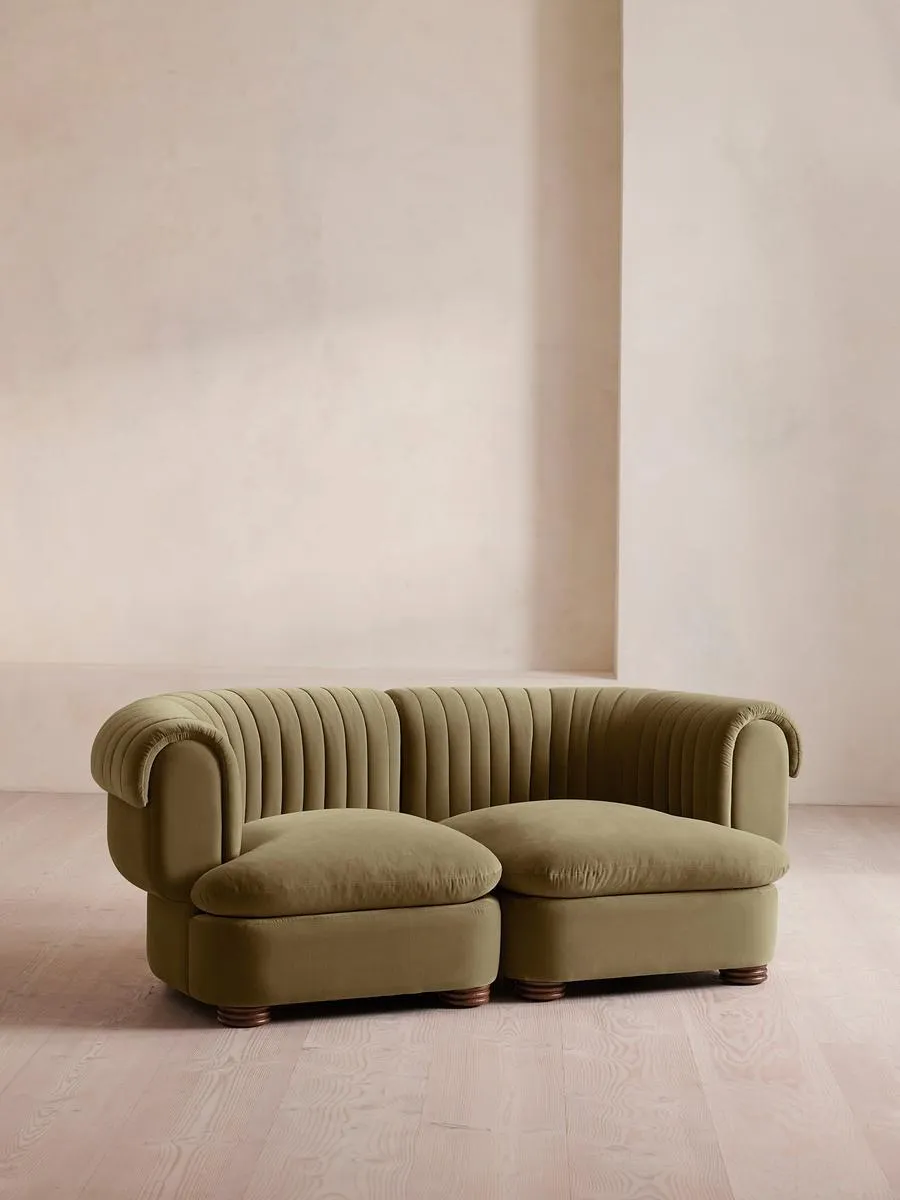 Rava Modular Sofa, Three Seater, Velvet, Lichen