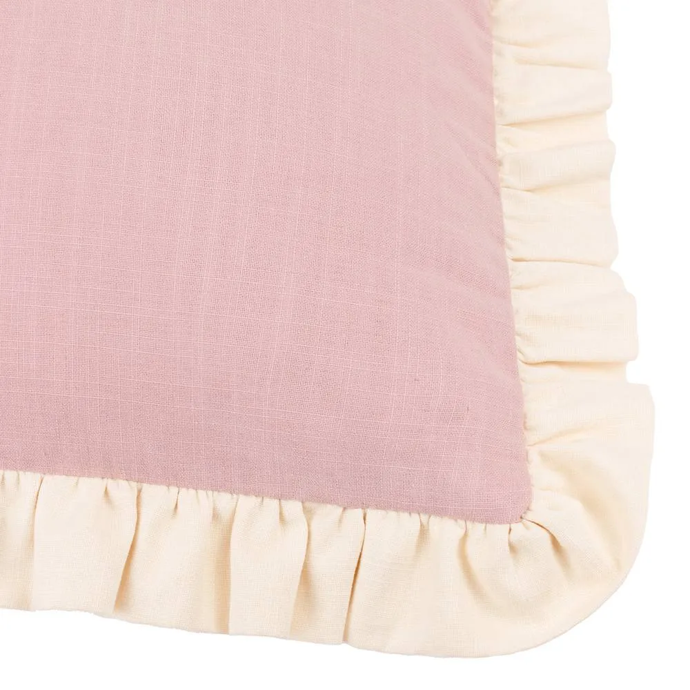Wylder Effie 100% Cotton Plain Ruffle Cushion in Baby Pink 4
