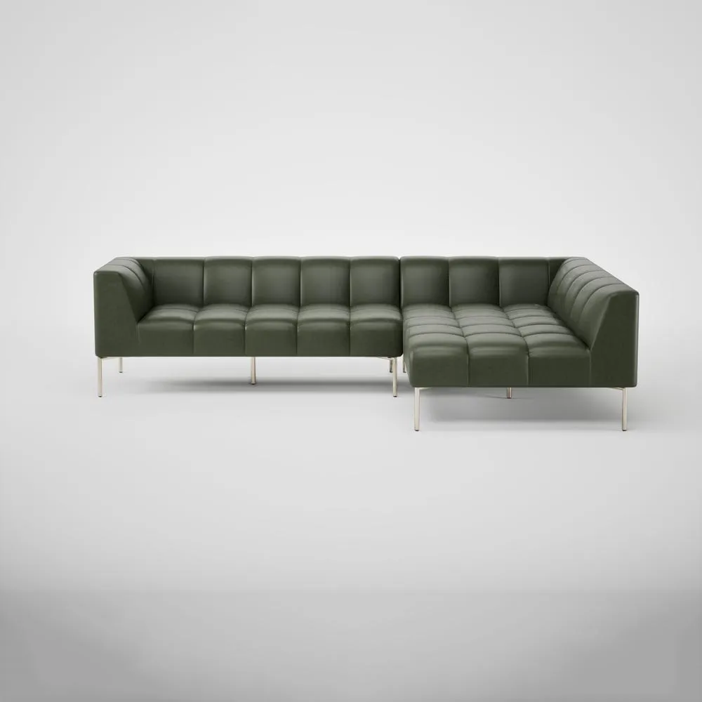 Heal's Quadro Right Hand Facing Chase Sofa Stonewash Leather 278 Stainless Steel Feet 2