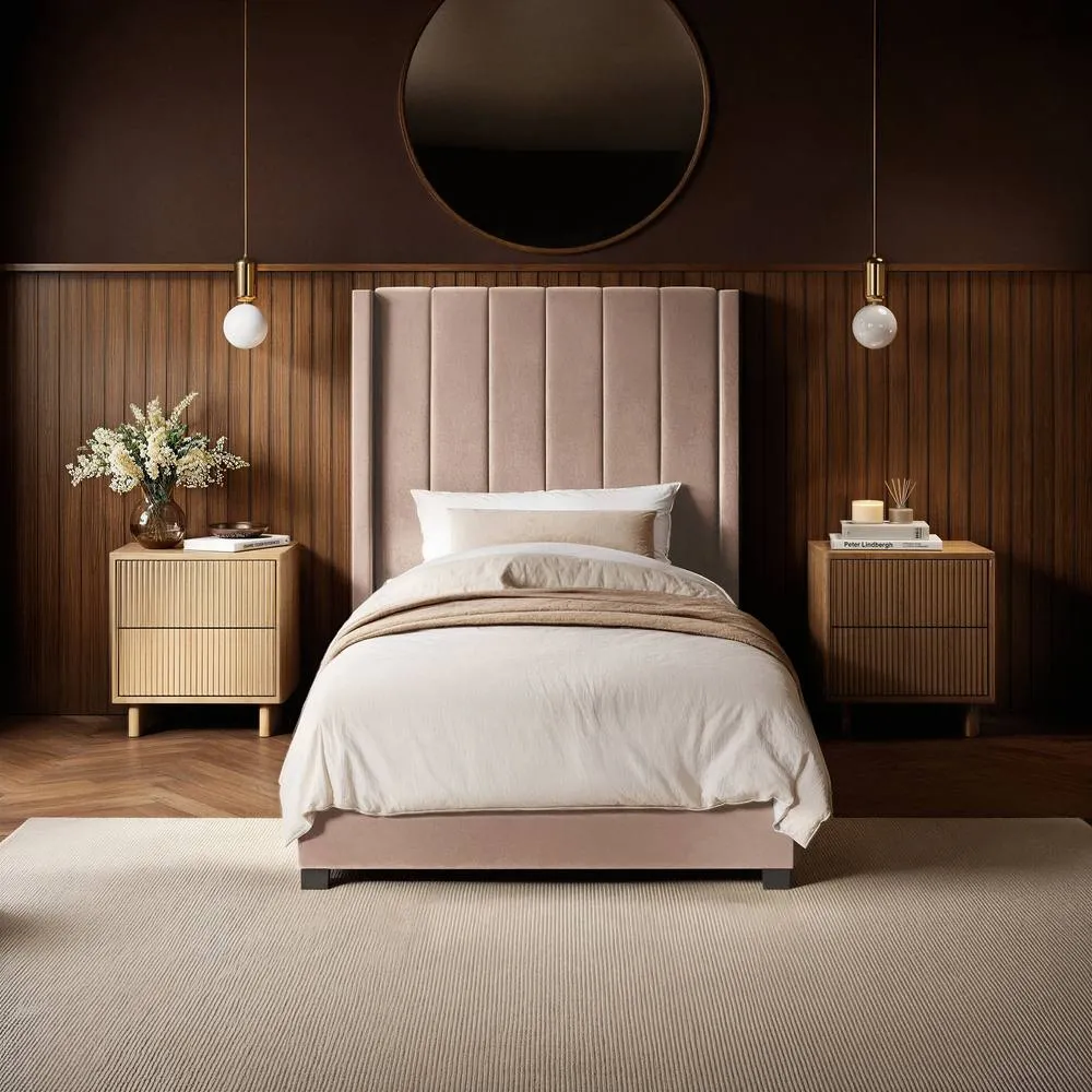 Flair Tiggy Single Ottoman Bed Velvet in Pink 3