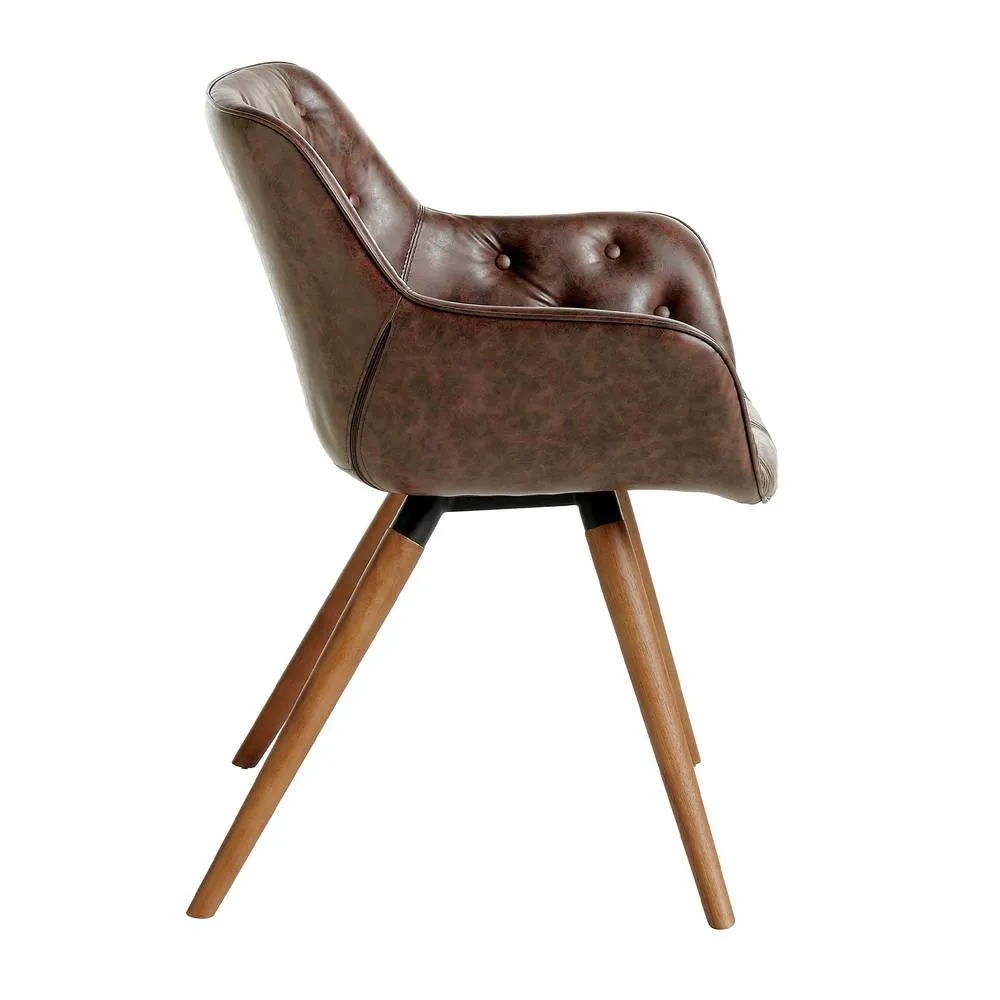 Angel Cerda Chocolate Leatherette Dining Chair with Walnut Legs in Brown 6
