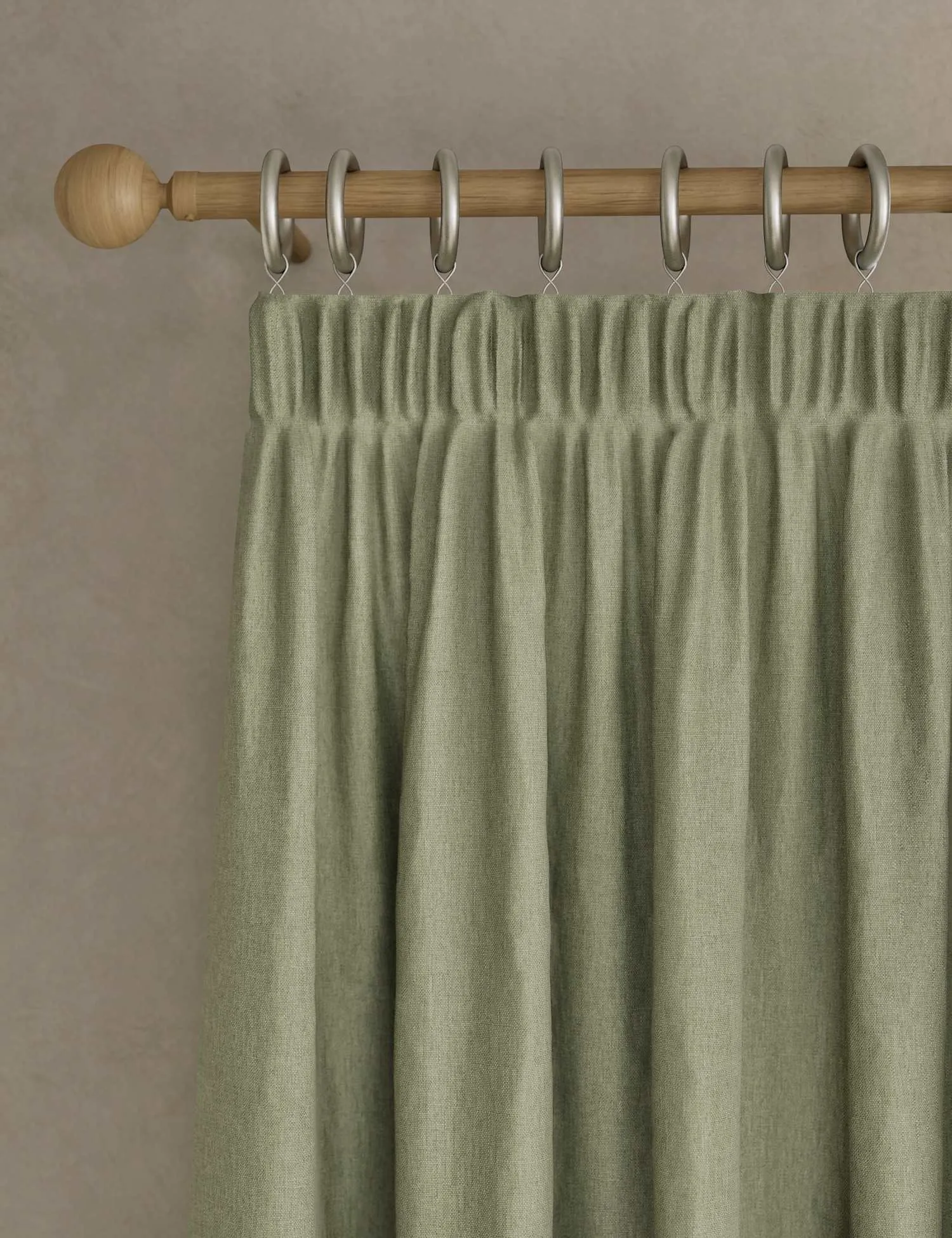 M&S Brushed Pencil Pleat Blackout Ultra Thermal Curtains Sage