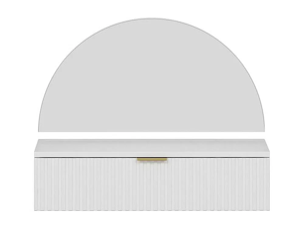 Vente-unique Wall-Mounted Dressing Table With Mirror & LED Lighting - 1 Drawer in White 2