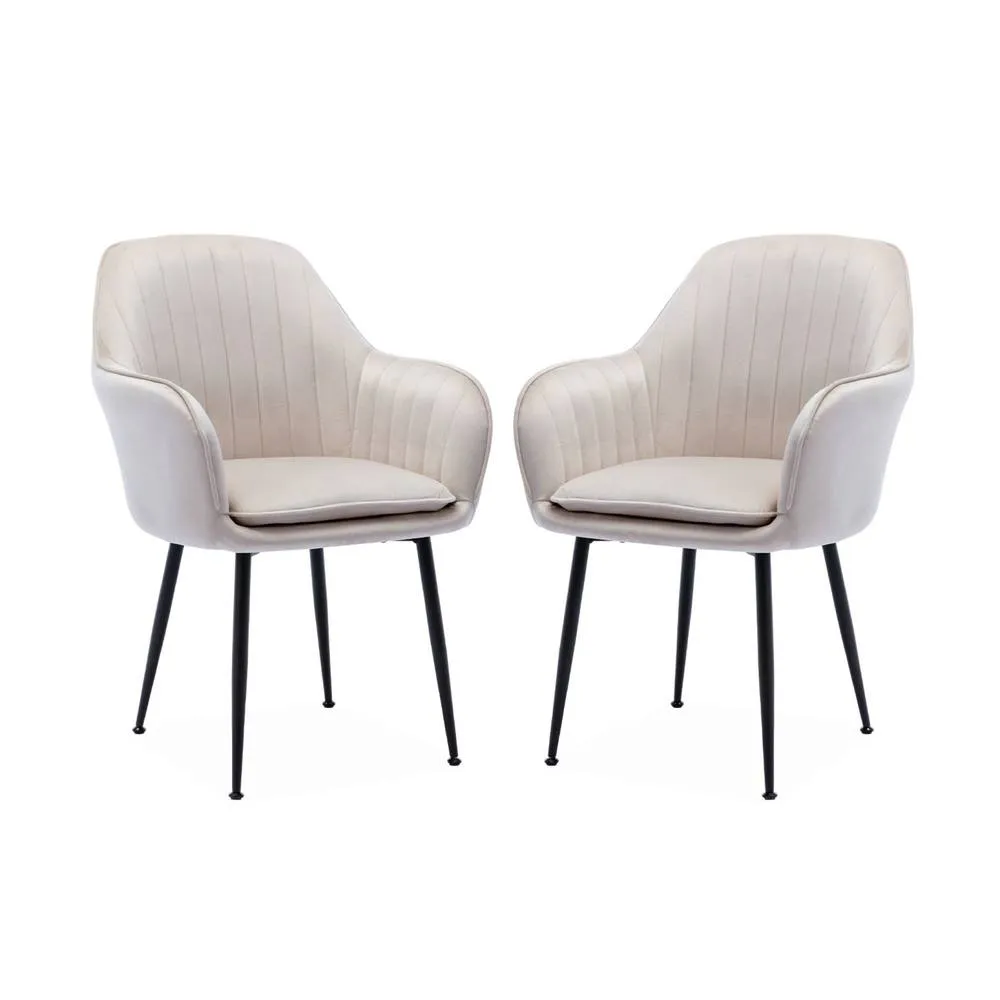 sweeek Pair of accent velvet armchairs with metal legs in White 6