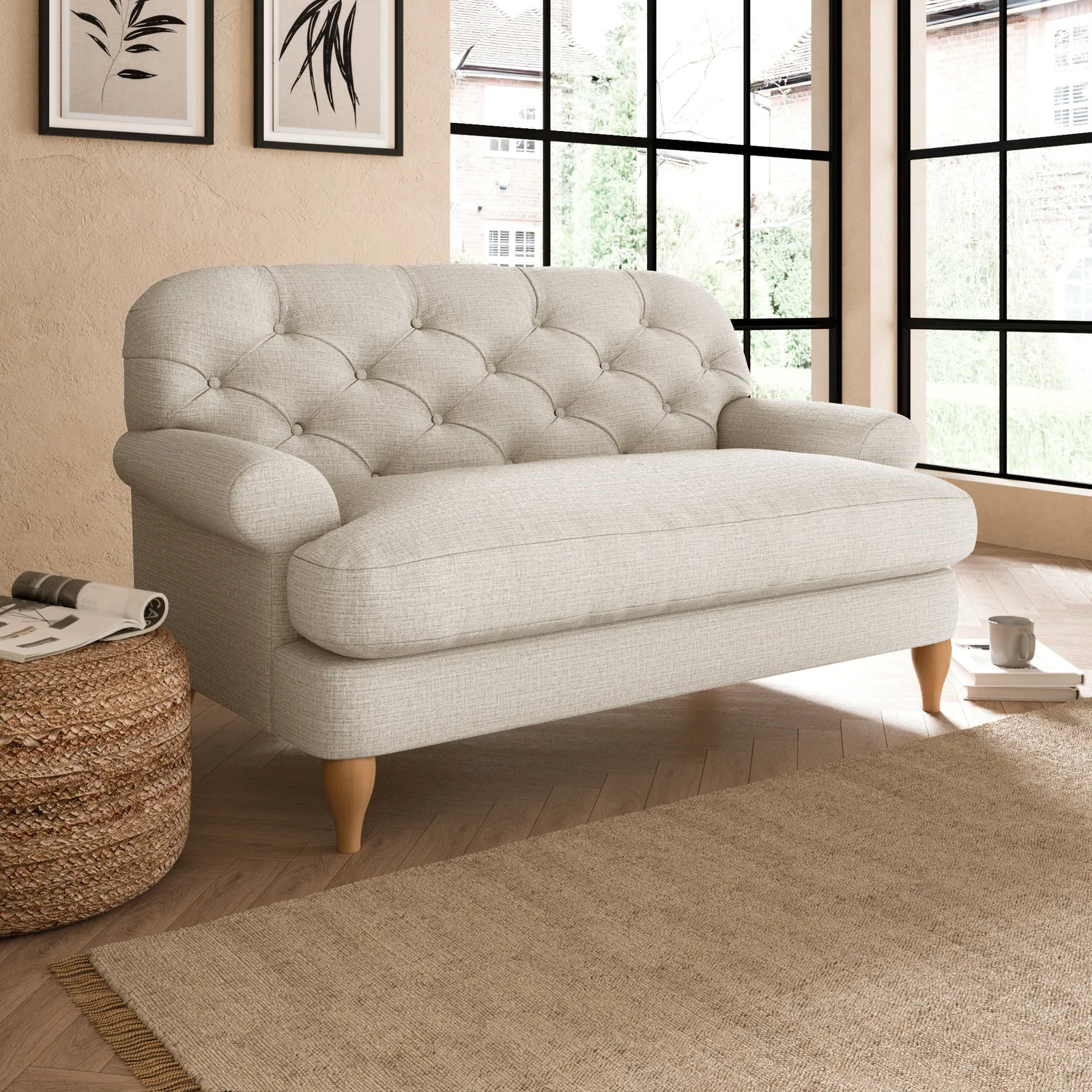 Canterbury Slub Cotton Blend Snuggle Chair Slub Cotton Sandstone