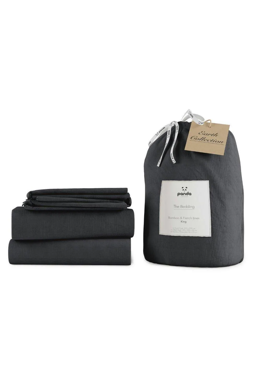 Panda London Bamboo & French Linen Complete Bedding Set in Dark Grey 2