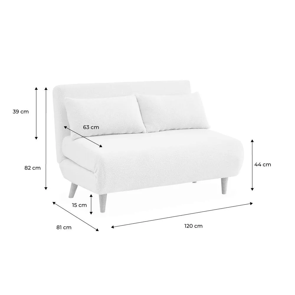 sweeek 2-seater Scandi-style Folding Sofa Bed in Cream 5