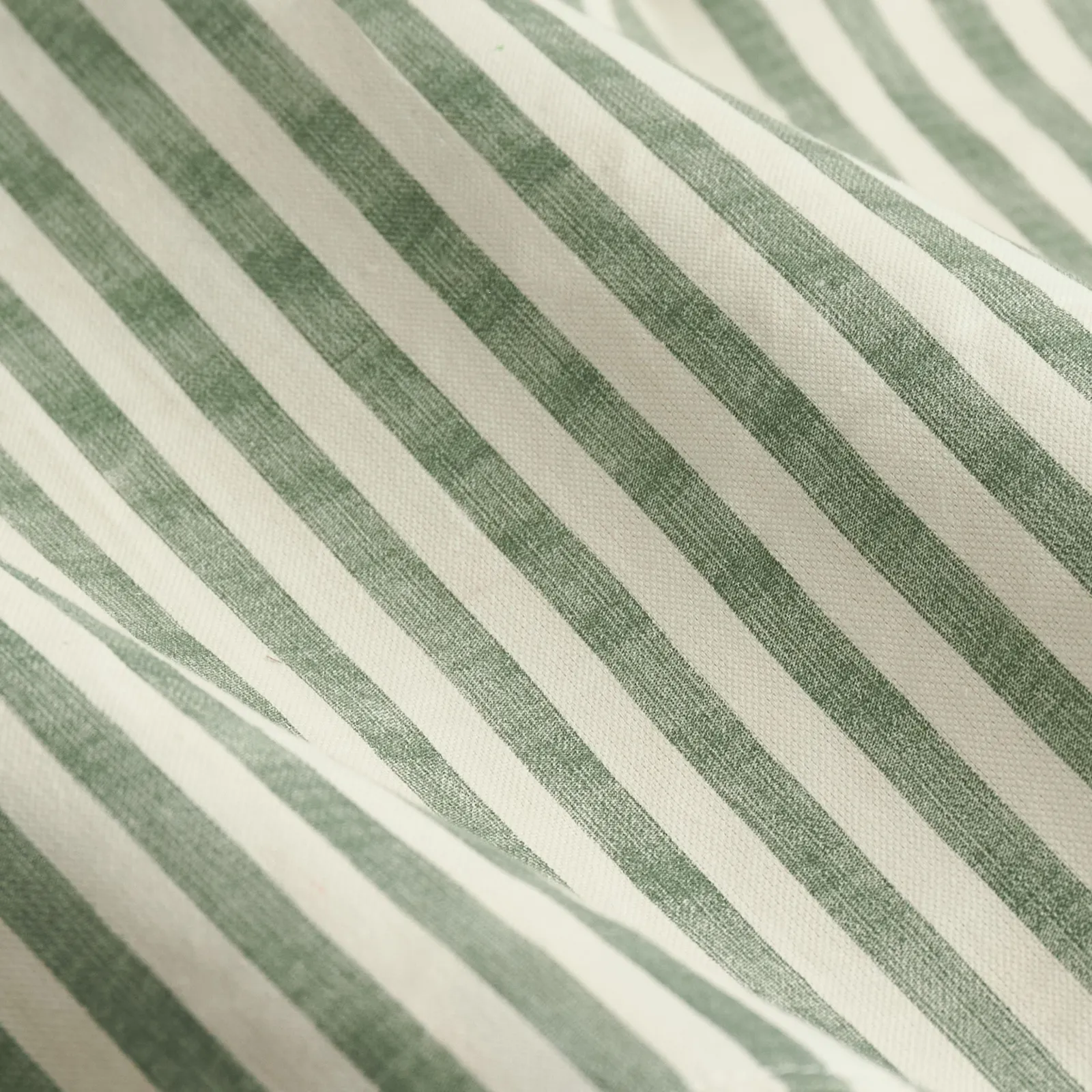 Yard Hebden Striped 100% Cotton Lined Pencil Pleat Curtain Pair in Bottle Green 5