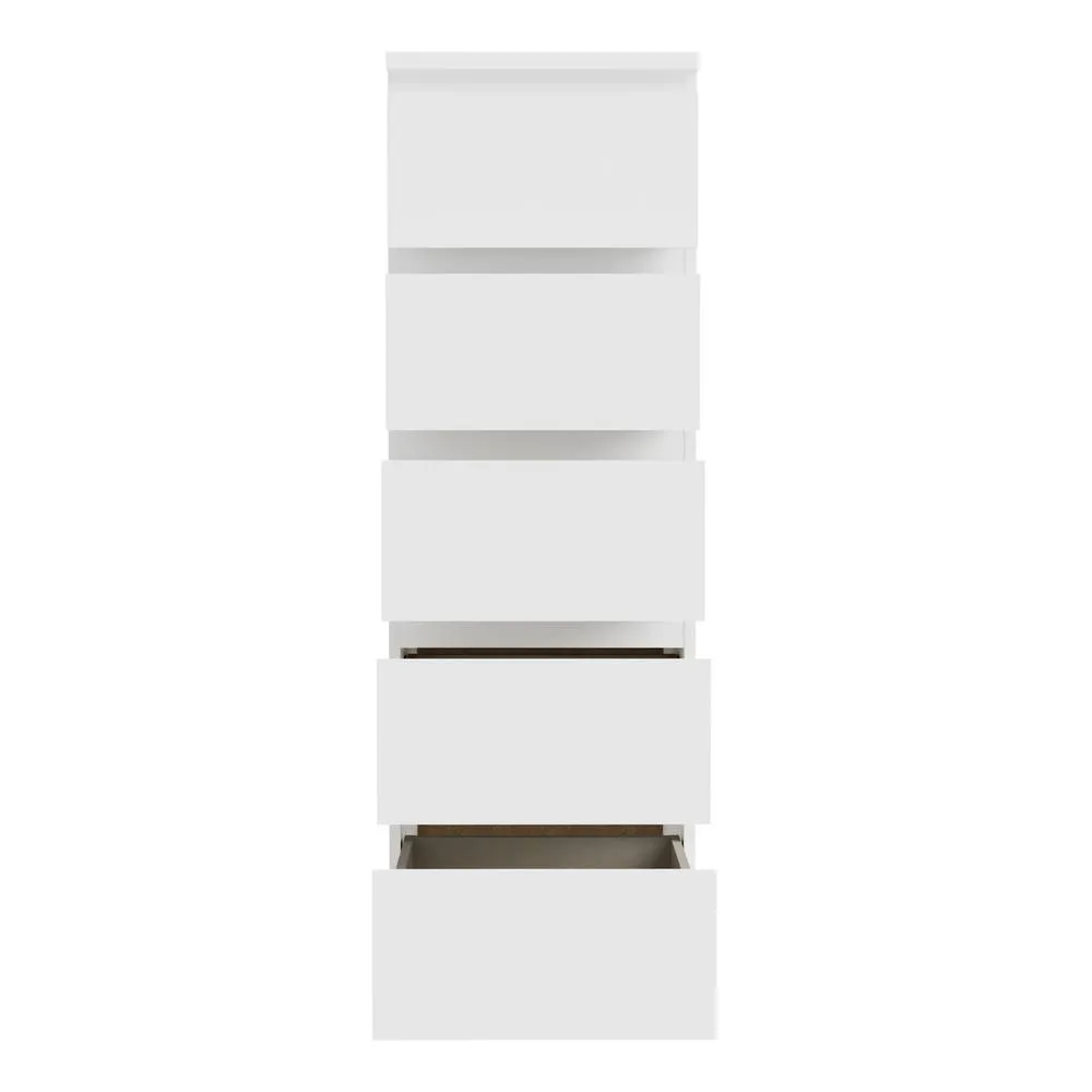 Furniture To Go Edmore 5 Drawer Tall Narrow Chest in White 6