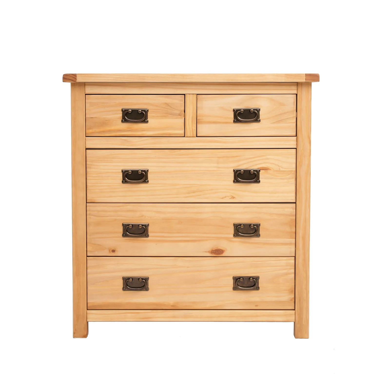 Cabinet Bits Lugo 5 Drawer Chest of Drawers Bras Drop Handle in Light Brown