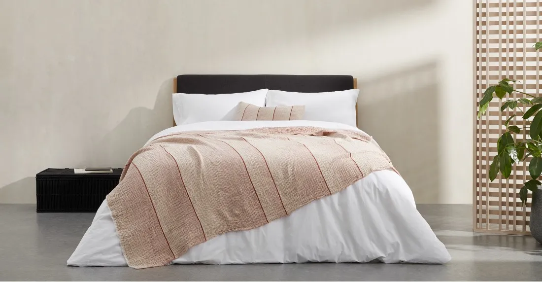 Tallis Organic Cotton Bed Throw 150 x 200cm, Terracotta