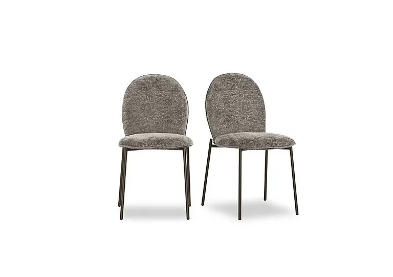 Riley Pair of Mid Lava Metal Leg Dining Chairs