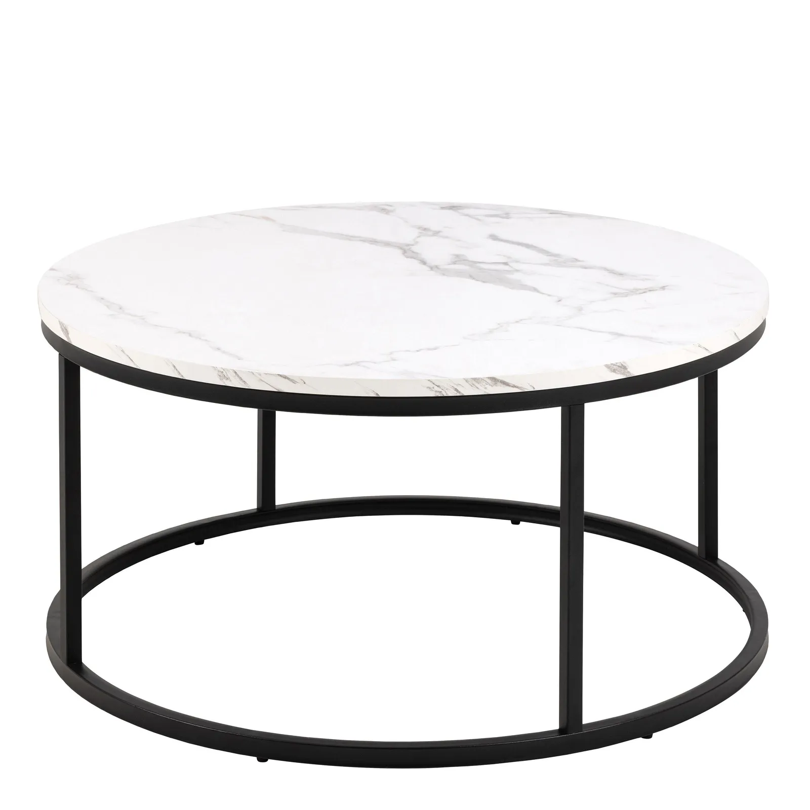 Furniture To Go Spiro Coffee Table with White Marble Melamine Top & Black Legs