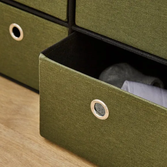 6 Drawer Faux Linen Foldable Ottoman 2