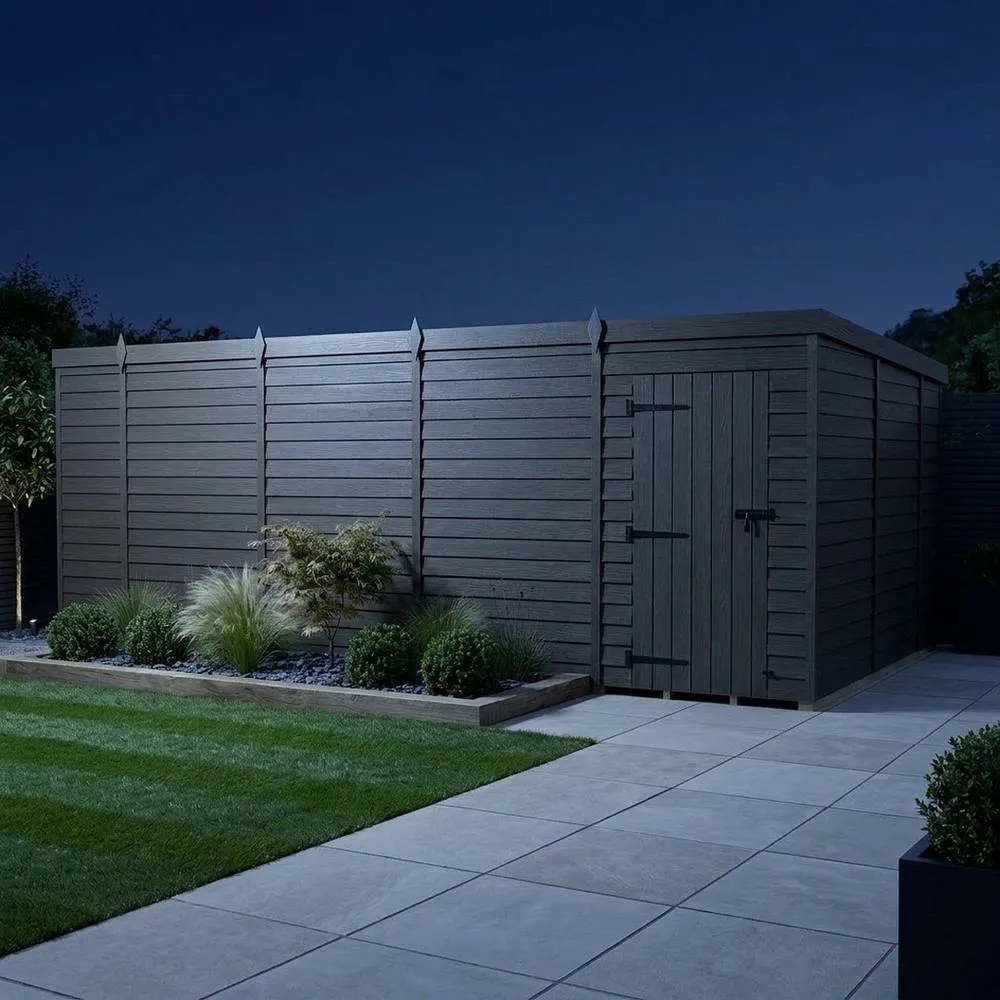 Buttercup Farm 18ft x 10ft Composite Pent Garden Shed Single Door No Windows in Grey 3
