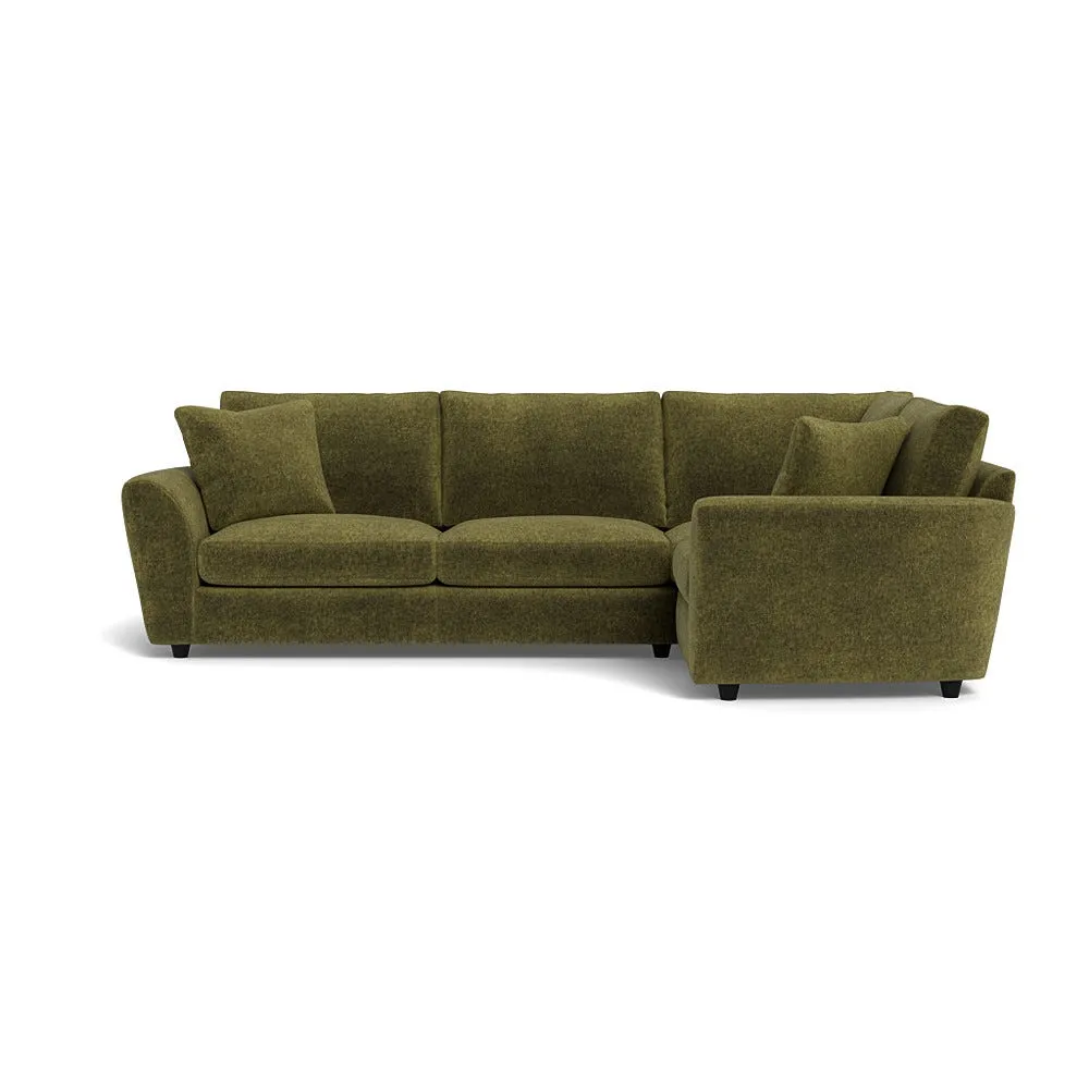 Heal's Snooze Right Hand Facing Corner Sofa Boucle Velvet Wilder Black Feet 1