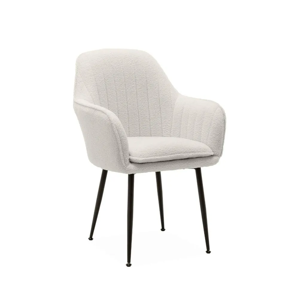 sweeek Boucle fabric accent chair with metal legs in Off-White 2