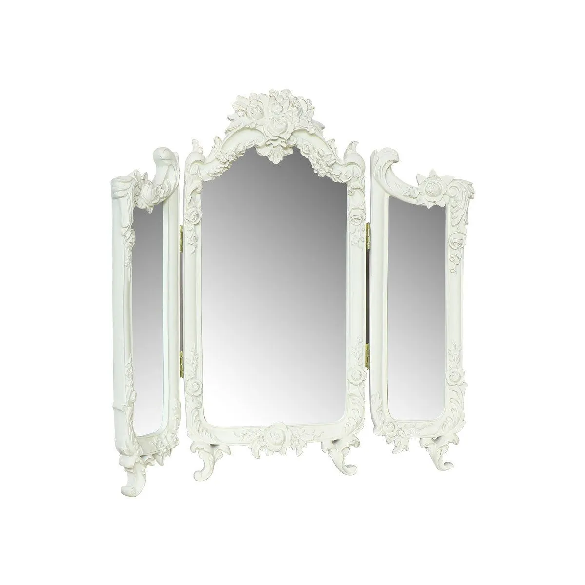 Melody Maison Small Ornate Cream Rose Triple Mirror - 38cm X 38cm 6