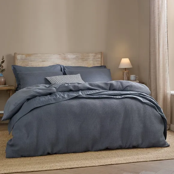 Yard Hebden Waffle 100% Cotton Duvet Cover & Pillowcase Set 1