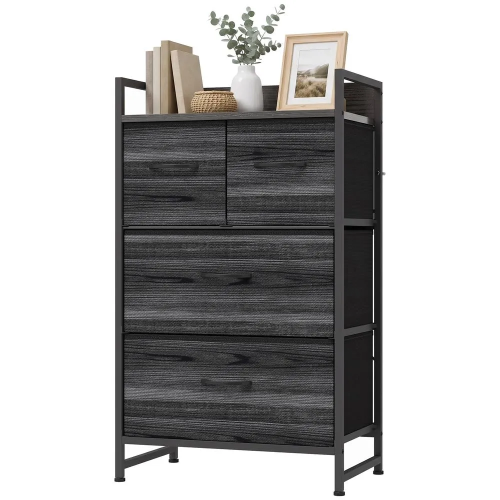HOMCOM Bedroom Chest of Drawers Drawer Dresser with Shelf Black Wood Effect