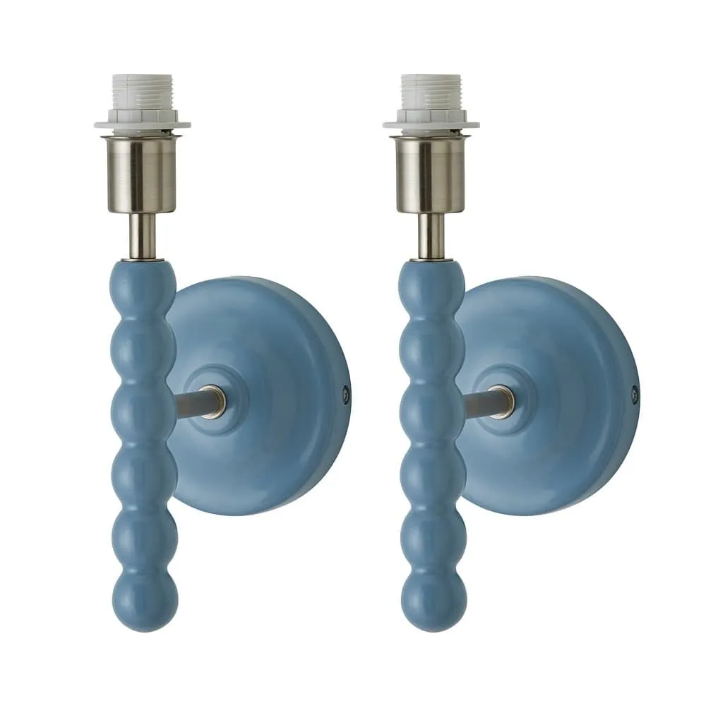 ValueLights Bobbins Pair of Pastel Bobble Style Wall Light Bases in Pale Blue