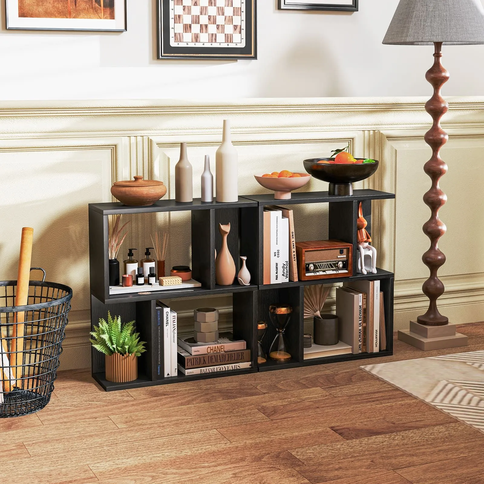 Costway 3-Tier Bookshelf Display Shelf Home Office Freestanding Side Table Black 5