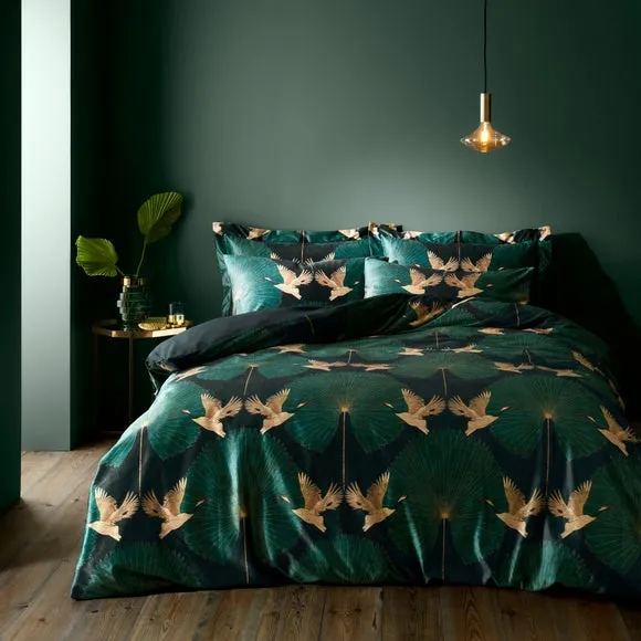 Luxe Cranes Duvet Cover and Pillowcase Set 1
